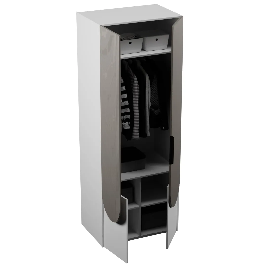 Шкаф для одежды, фрезерованные фасады в эмали LЕ252.60-2