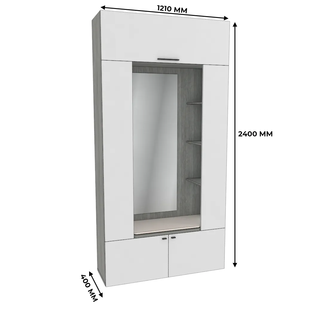 Секция с зеркалом и полками с подсветкой LG408