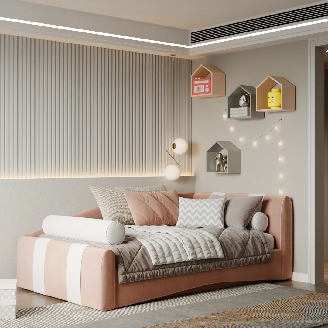 Кровать односпальная мягкая с ящиком для белья TOKIO с полосками, 90x190