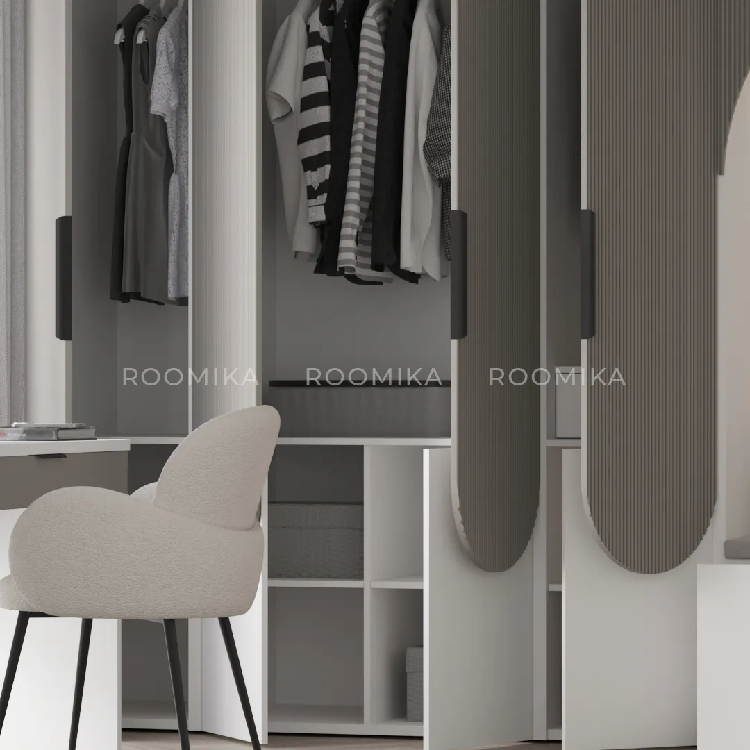 Шкаф для одежды, фрезерованные фасады в эмали LЕ252.60-2