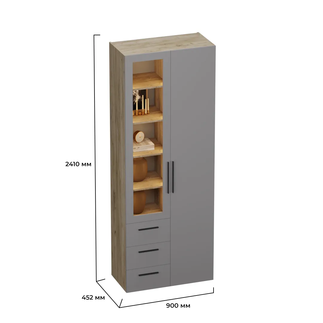 Шкаф комбинированный со стеклом с подсветкой L215S L/R