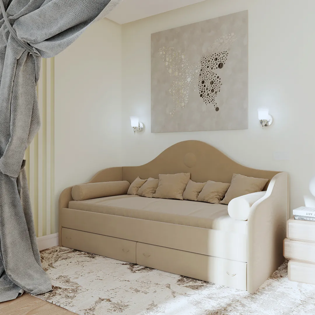 Мягкая кровать-диван с ящиками ФАБИО, 90х190 Мягкая кровать-диван с ящиками ФАБИО, 90х190