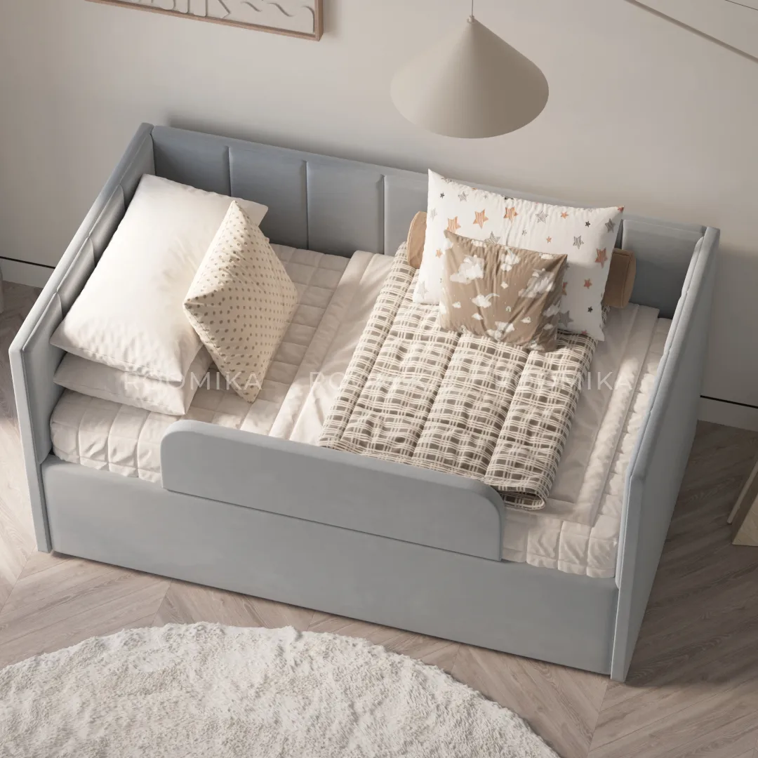 Кровать с подъемным механизмом и ящиком для белья с бортиком LINE 1, 90х160