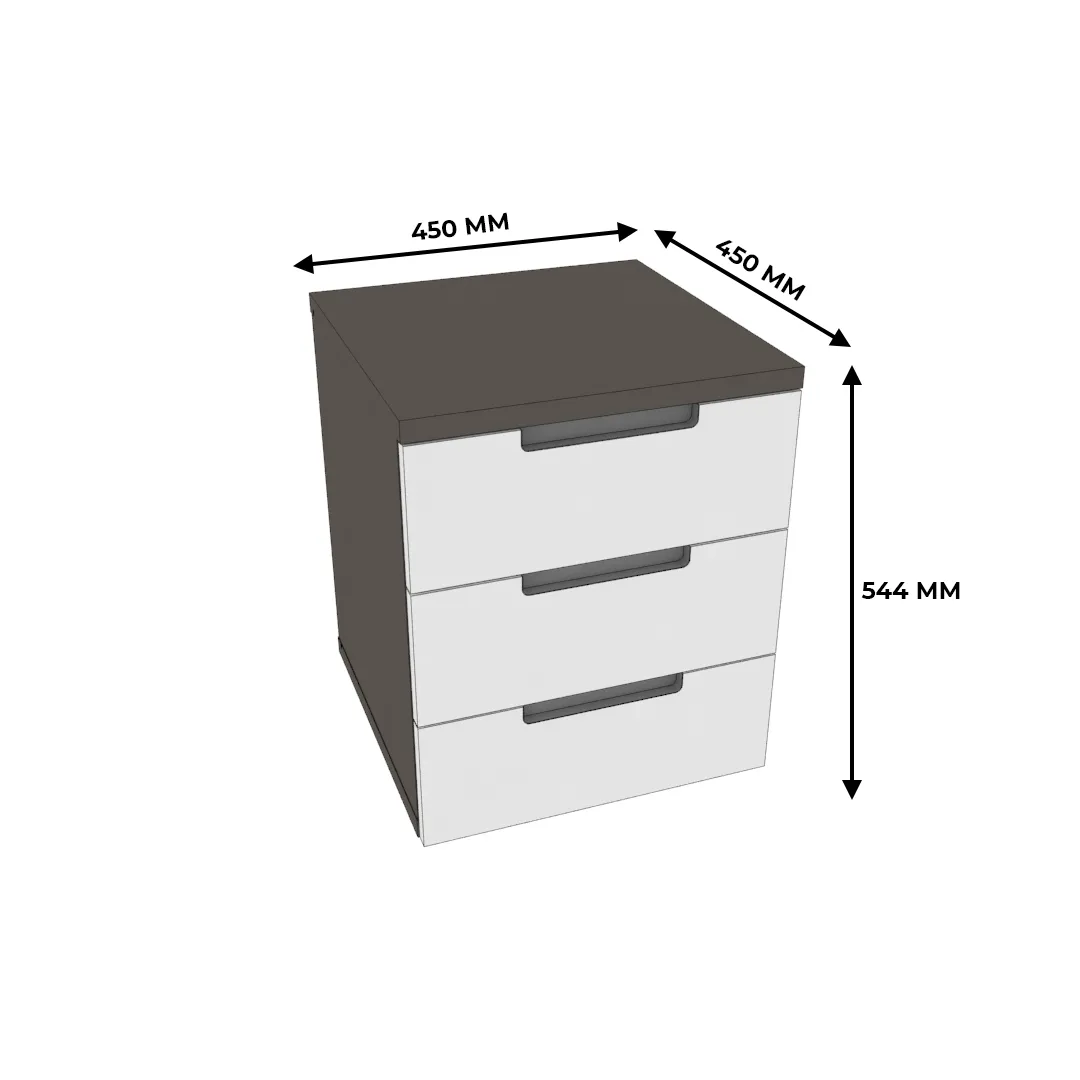 Тумба прикроватная 3 ящика, фасады в эмали LE703