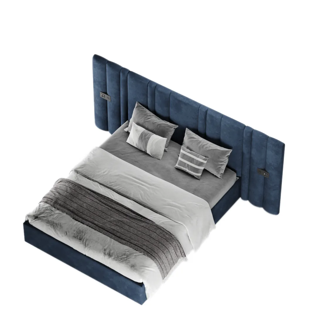 Кровать двуспальная мягкая ХИЛТОН с подъемным механизмом и мягкими панелями, 140x200