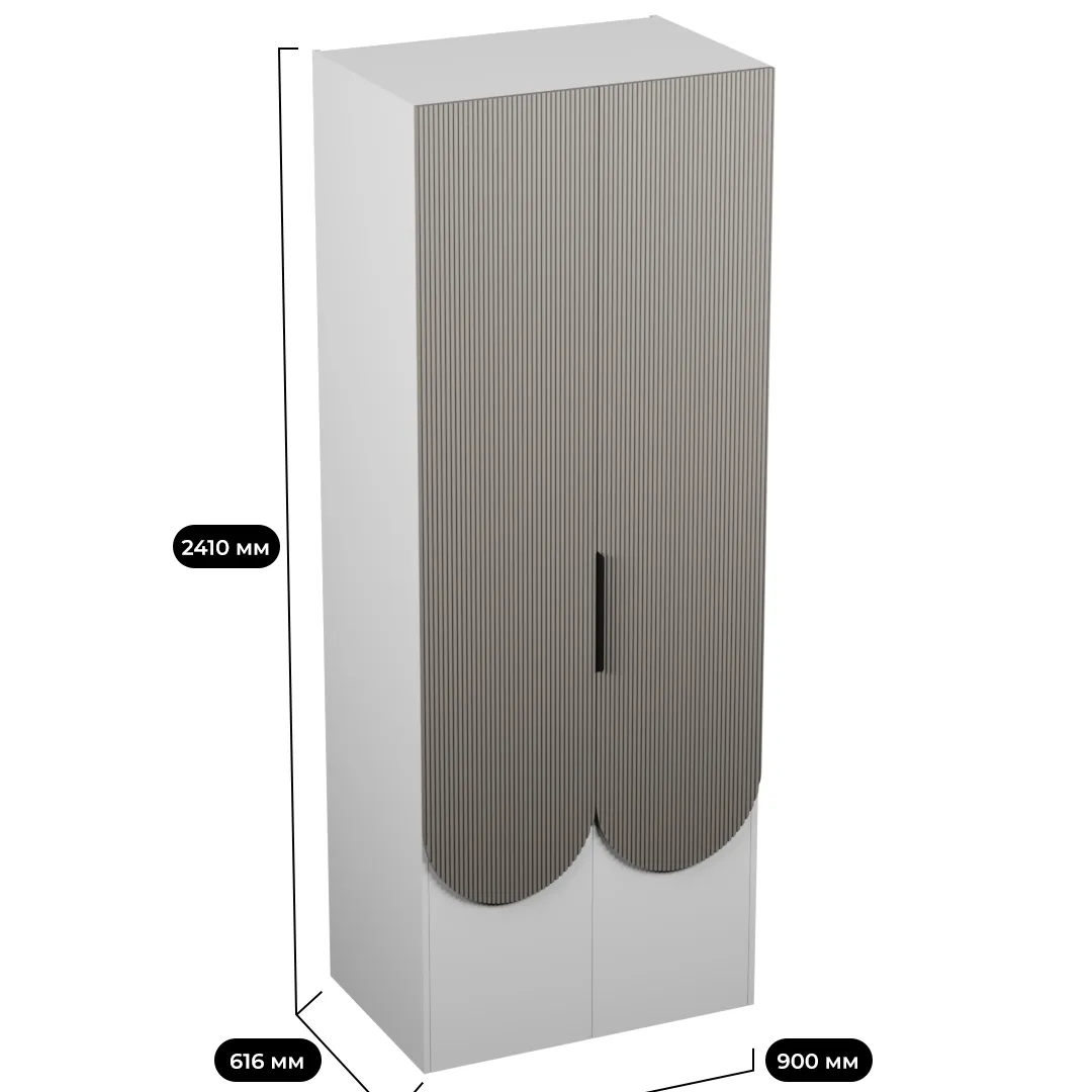 Шкаф для одежды, фрезерованные фасады в эмали LЕ252.60-2