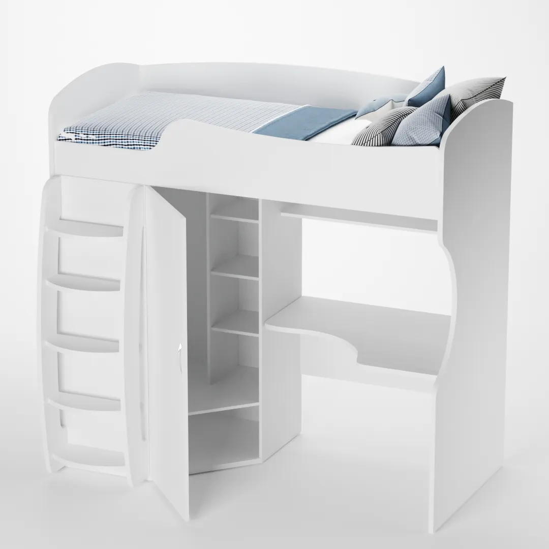 Кровать-чердак с рабочей зоной P906, 90x200