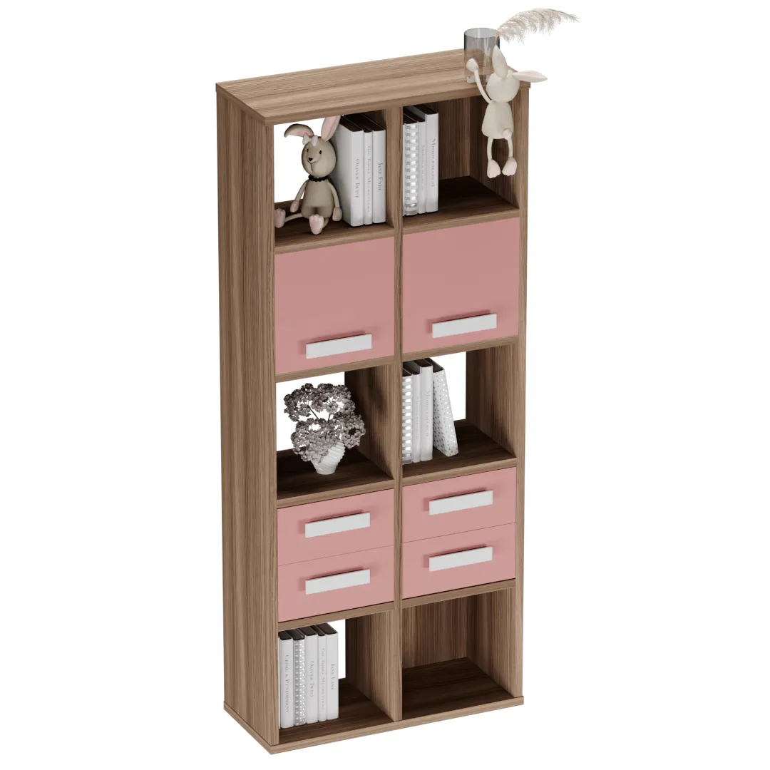 Стеллаж сквозной книжный на 10 ниш с ящиками E810