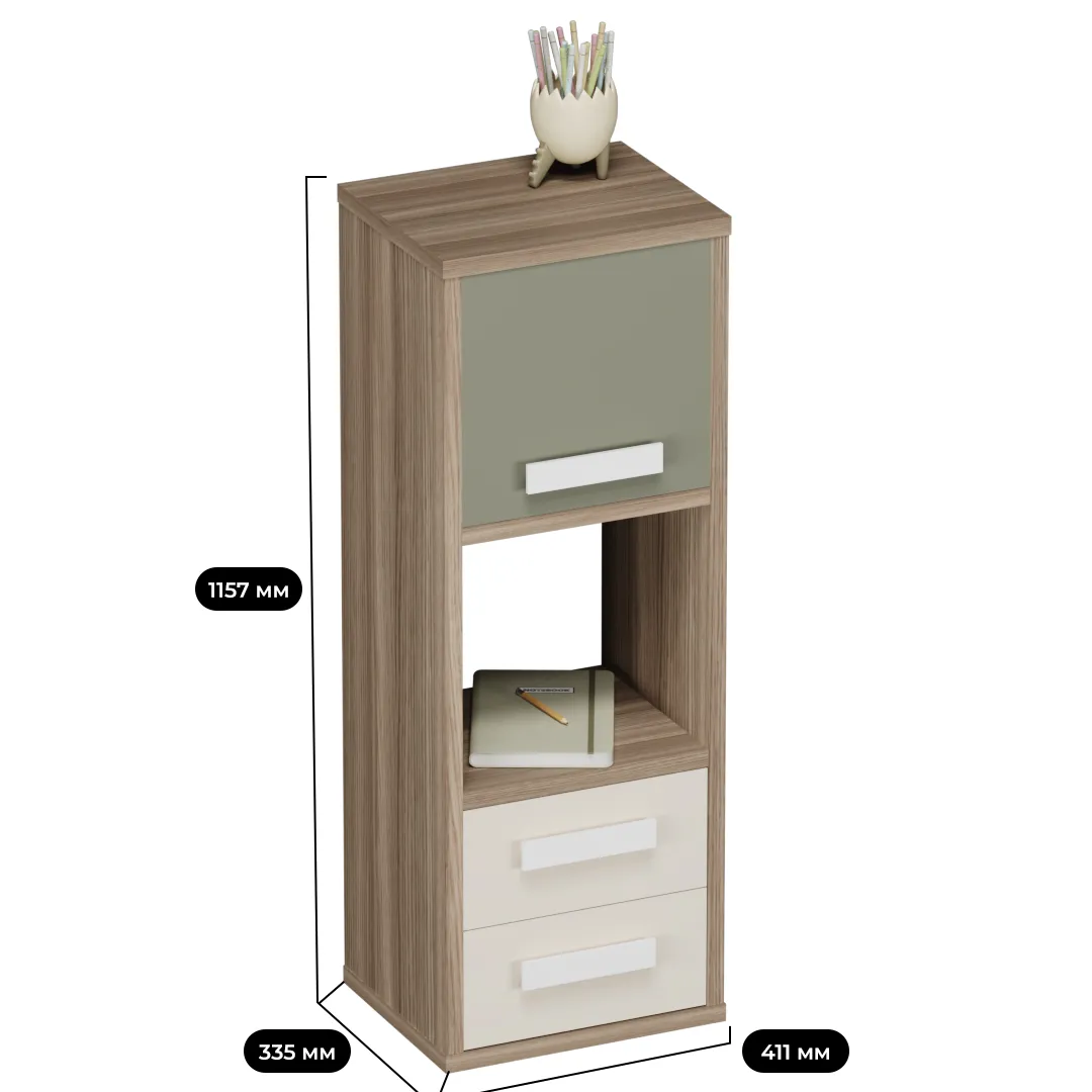 Cтеллаж сквозной книжный на 3 ниши с фасадом E803