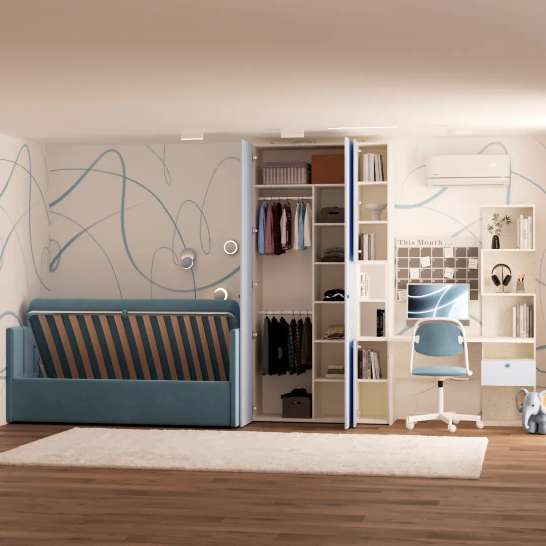 Кровать с подъемным механизмом и ящиком для белья ЛАЙН 1