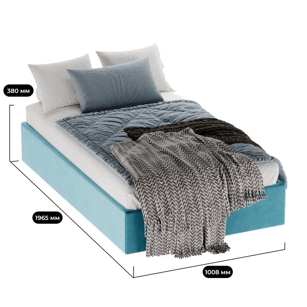 Мягкая кровать-подиум с коробом для хранения, 90x190