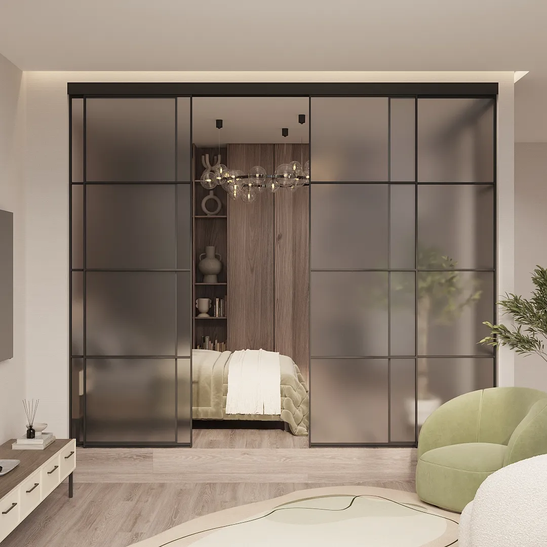 Перегородка для зониования пространства, стекло Сатинато GRACE 19