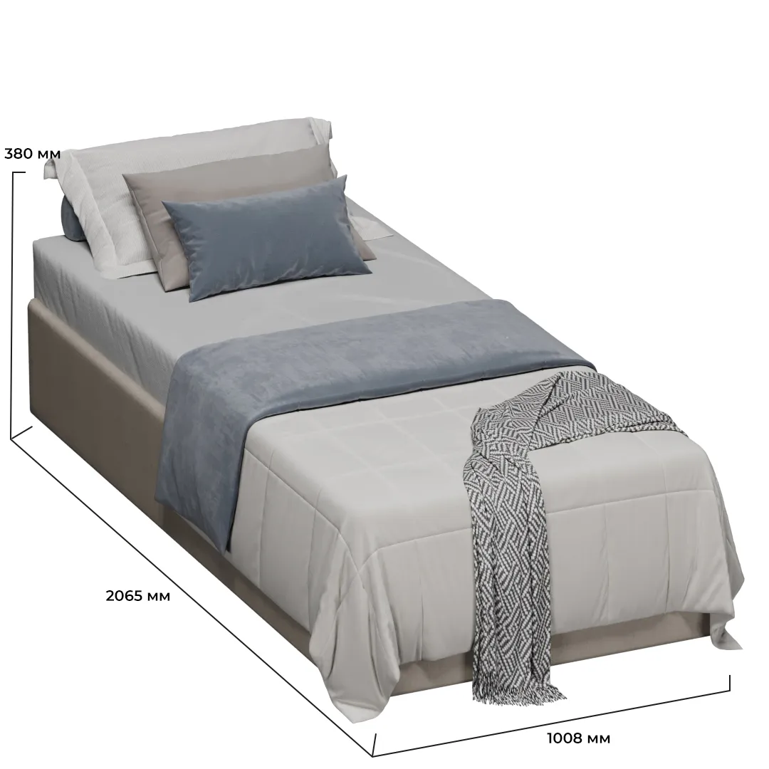 Мягкая кровать-подиум с коробом для хранения, 90x200