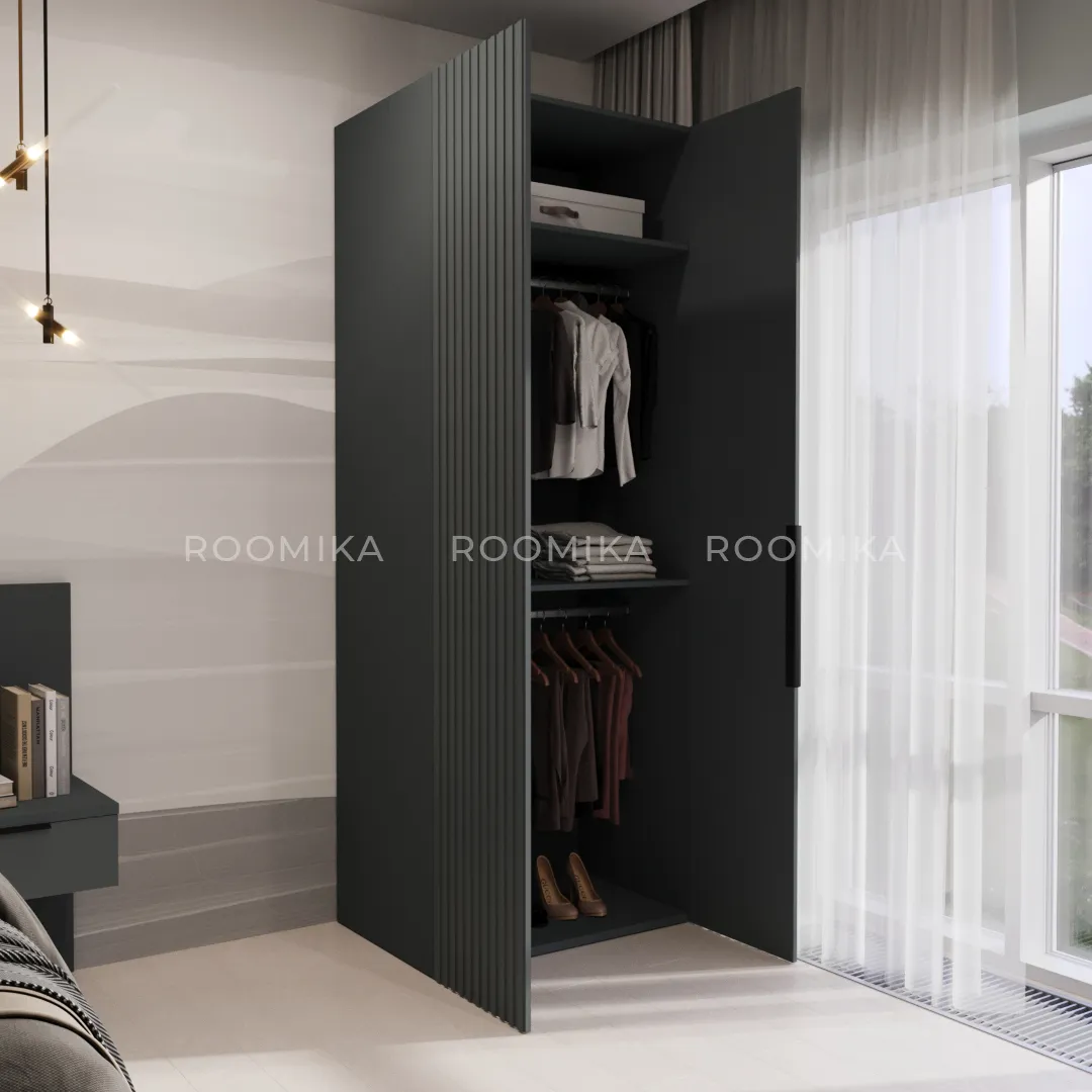 Шкаф 2 дверный, фрезерованные фасады в эмали LE210.60-1