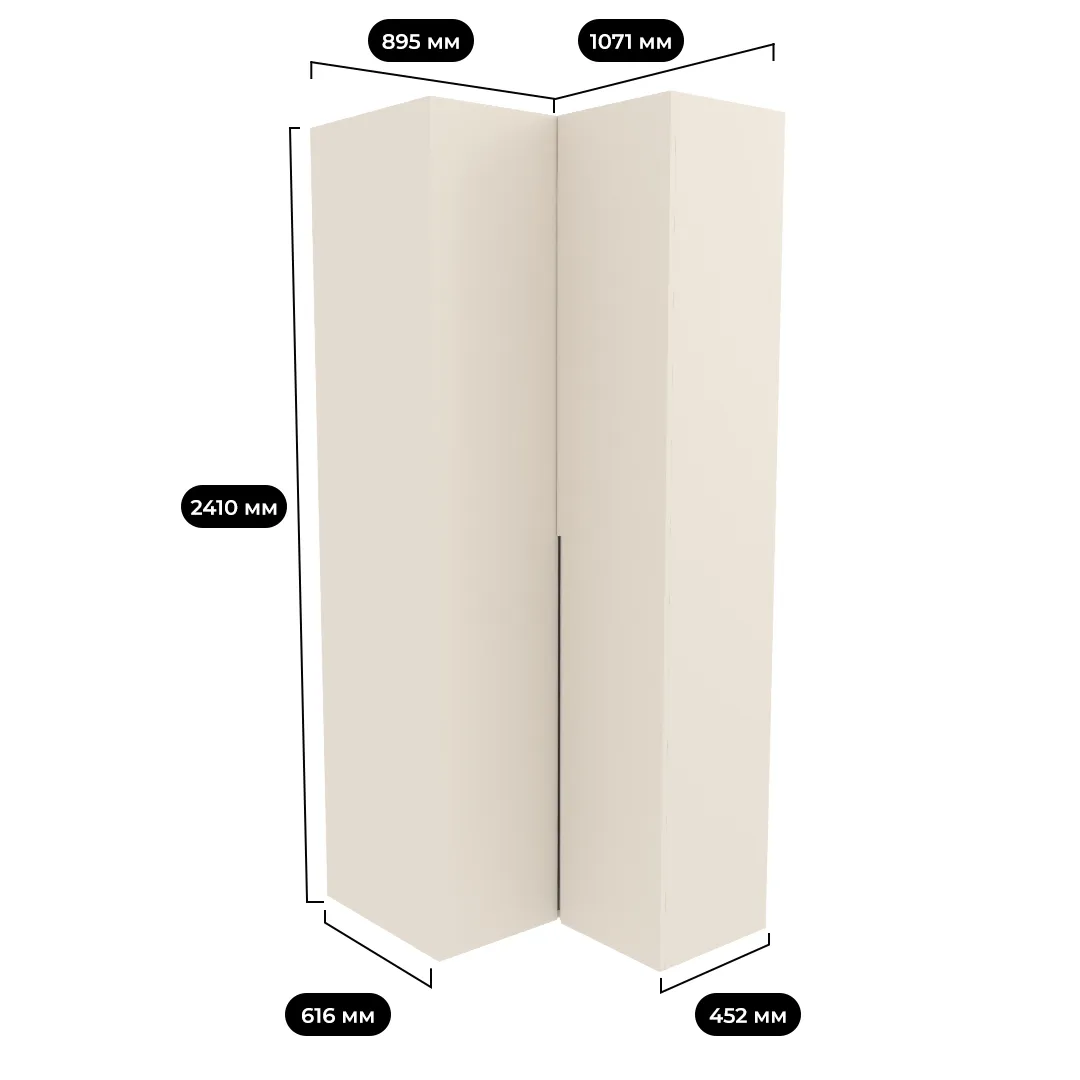 Шкаф угловой, фасады в эмали LE207 L/R