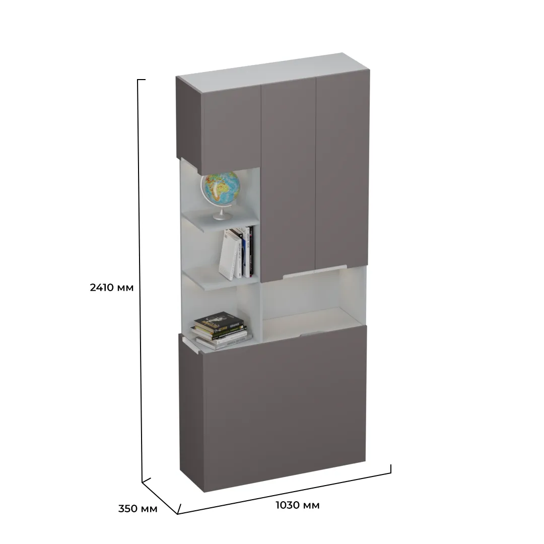 Шкаф с нишей с подсветкой, фасады в эмали LE212.3-90