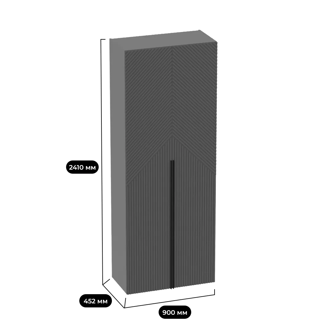 Шкаф двухдверный узкий, фрезерованные фасады в эмали LE210.44-1