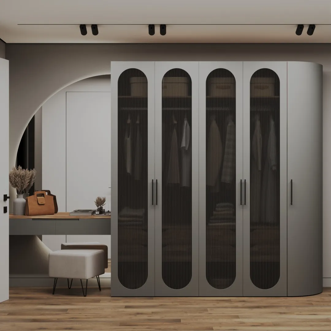 Шкаф 2 дверный, фрезерованные фасады в эмали нестандарт LE210.60-3