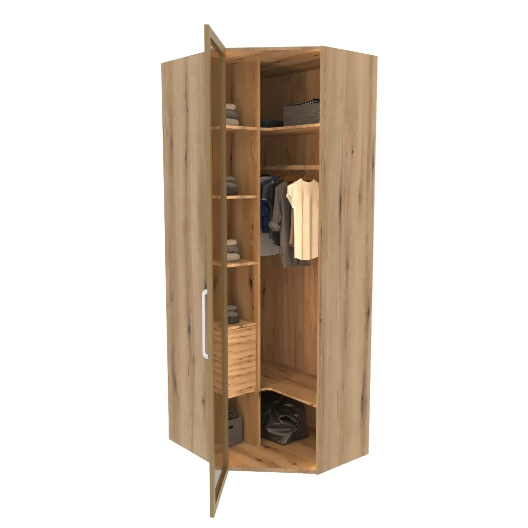 Шкаф угловой со стеклянным фасадом с подсветкой R218