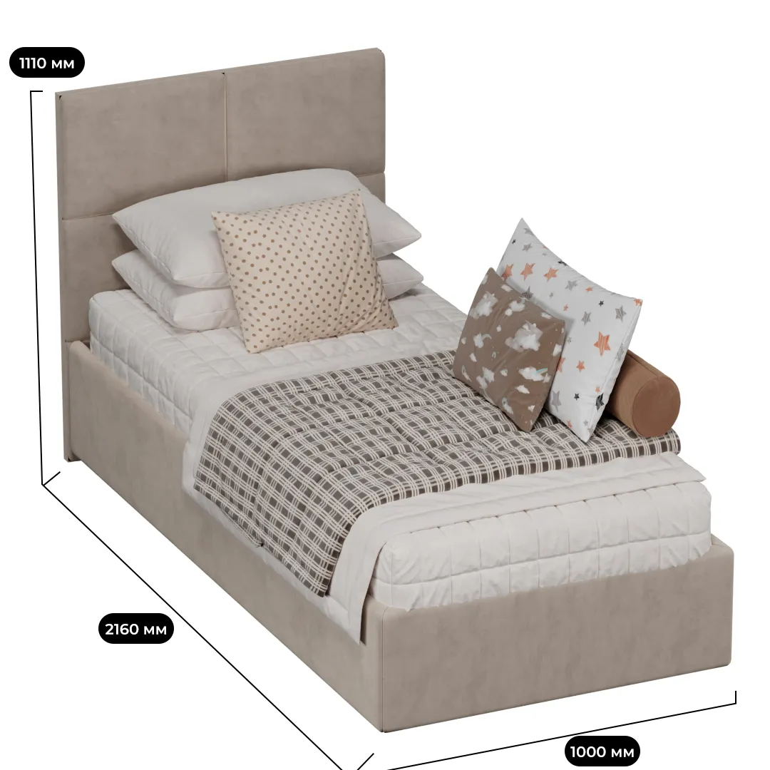 Кровать односпальная мягкая ВЕРСАЛ с подъемным механизмом, 90x200