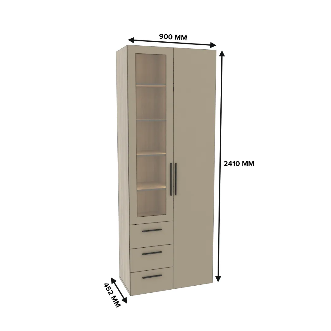 Шкаф комбинированный со стеклом с подсветкой L215S L/R