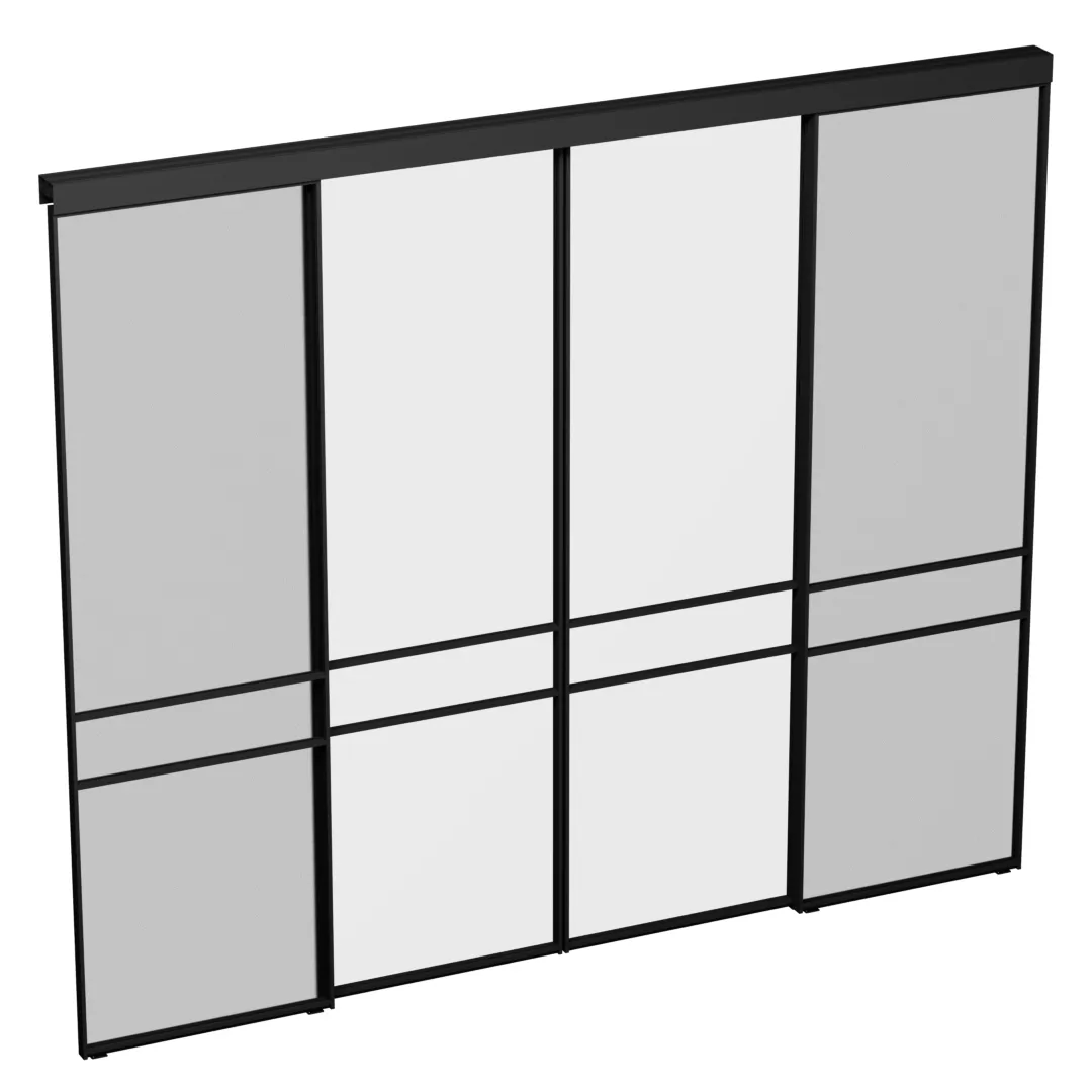 Сатинированная перегородка для спальни, стекло прозрачное и Сатинато GRACE 8