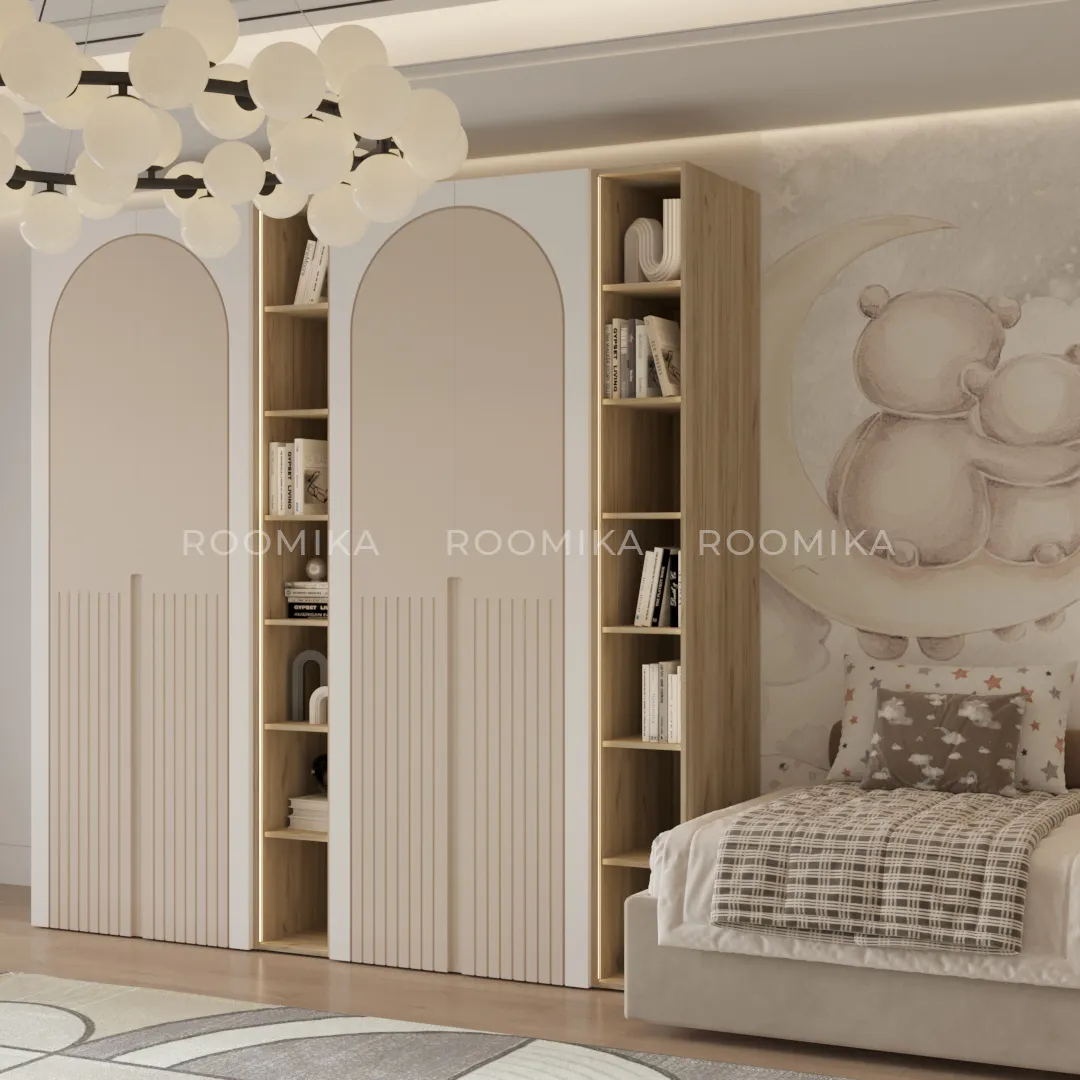 Шкафная группа для детской комнаты, фрезерованные фасады в эмали Lazio 204