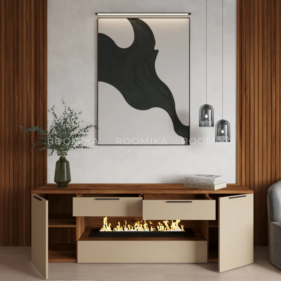 Тумба ТВ напольная с электрокамином L550.450