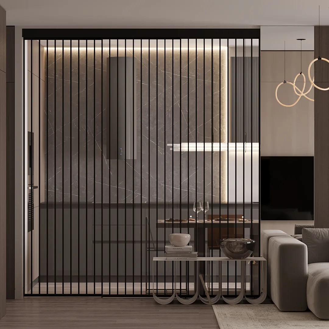 Раздвижная стеклянная перегородка для кухни GRACE 22