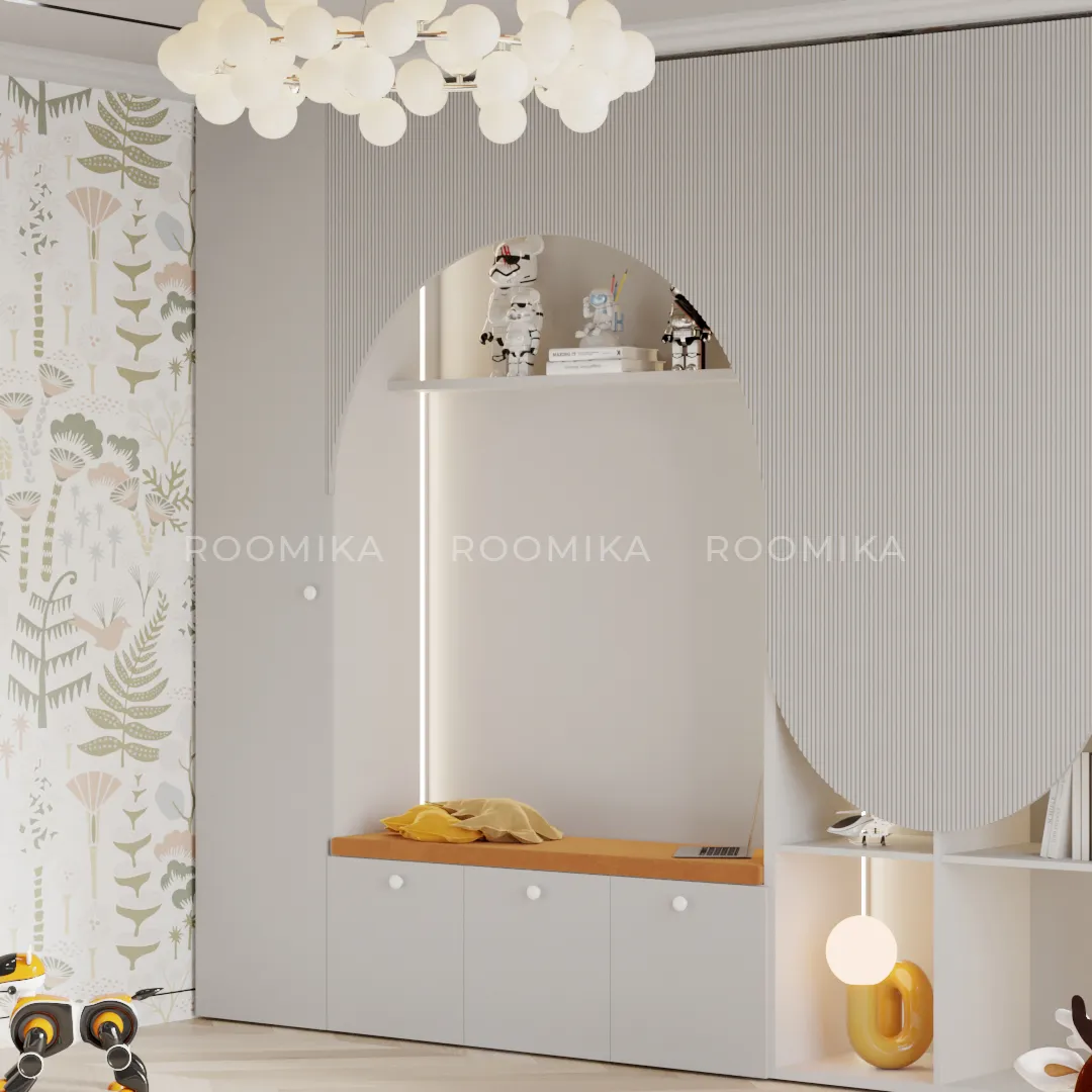 Шкаф однодверный со полками узкий, фасады в эмали LE220.44-4