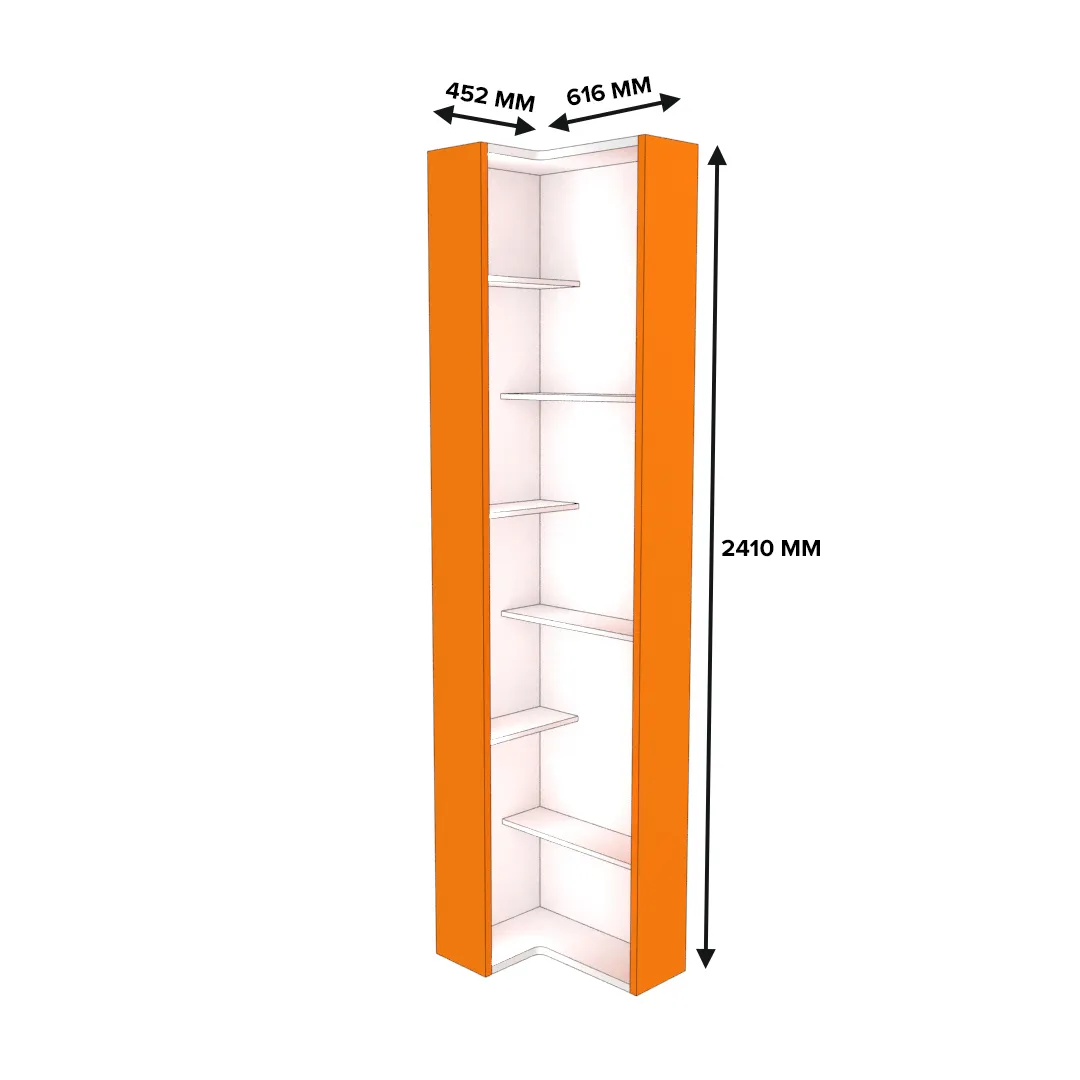 Стеллаж завершающий угловой разносторонний  с подсветкой L230.60 L/R