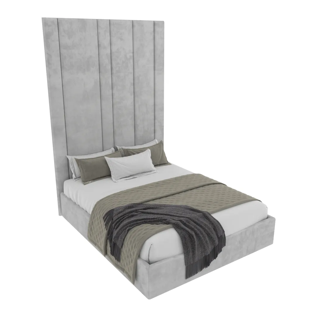 Cпальня с мягкой стеновой панелью и кроватью подиумом 1