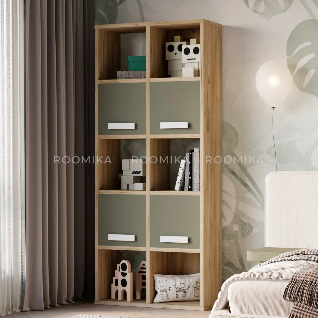 Стеллаж сквозной книжный на 10 ниш с ящиками E810