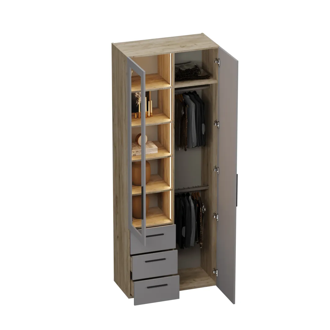 Шкаф комбинированный со стеклом с подсветкой L215S L/R