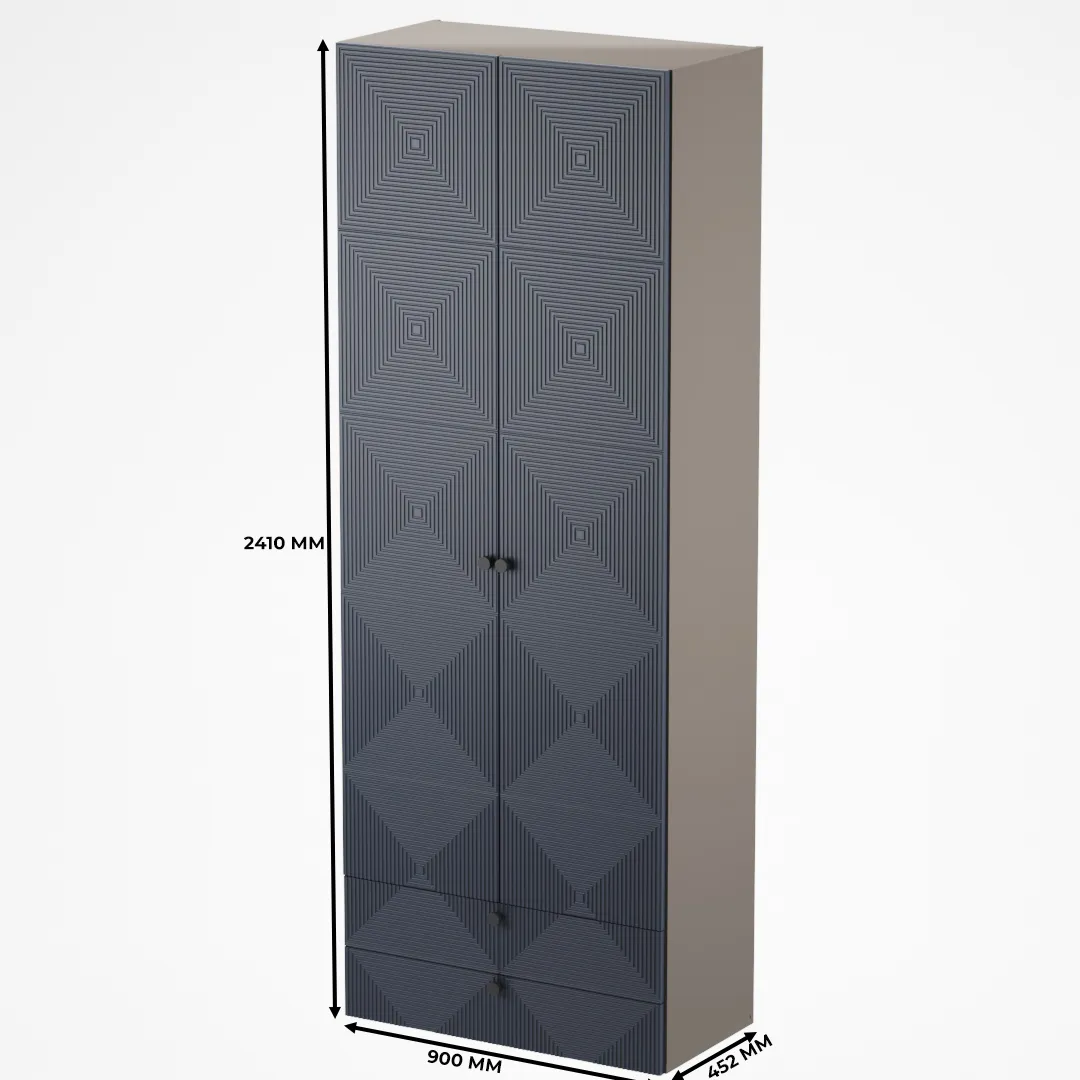 Шкаф 2 дверный с ящиками, фрезерованные фасады в эмали LE211.44