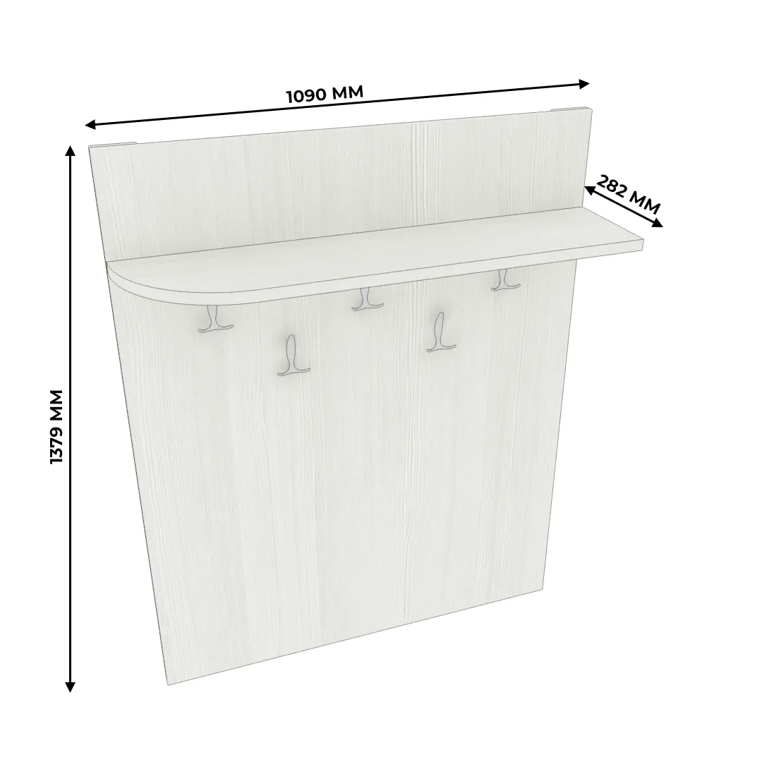 Вешалка настенная с  радиусной полкой P178 L/R