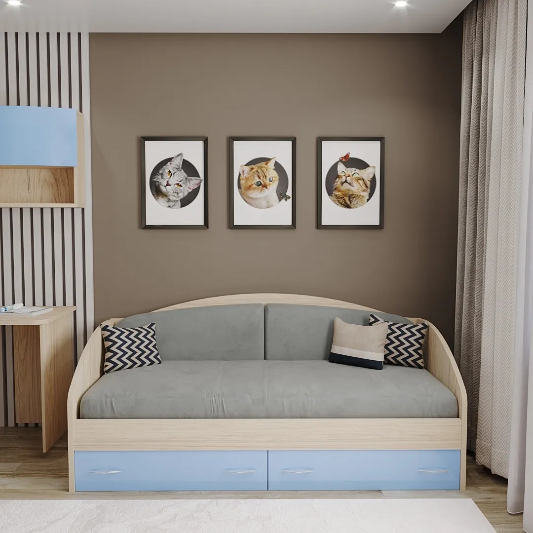 Кровать односпальная с ящиками P902N, 90x190