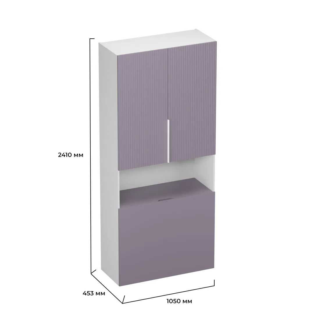 Шкаф двухдверный с фальш стенкой, фрезерованные фасады в эмали LE212.1