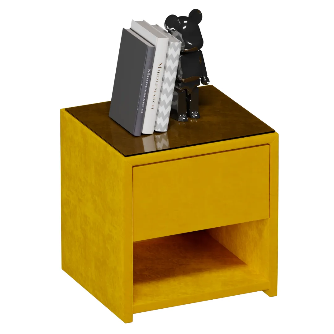 Тумба прикроватная мягкая, стекло прозрачное САНРАЙС 751