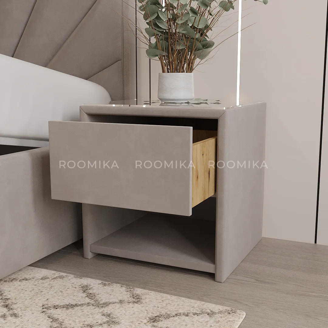 Тумба прикроватная мягкая, стекло прозрачное САНРАЙС 751