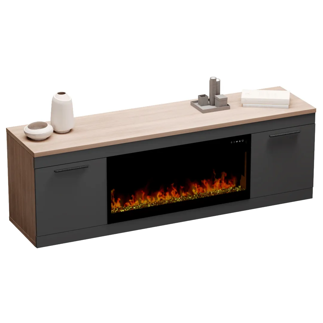 Тумба ТВ напольная с электрокамином L545 Тумба ТВ напольная с электрокамином L545