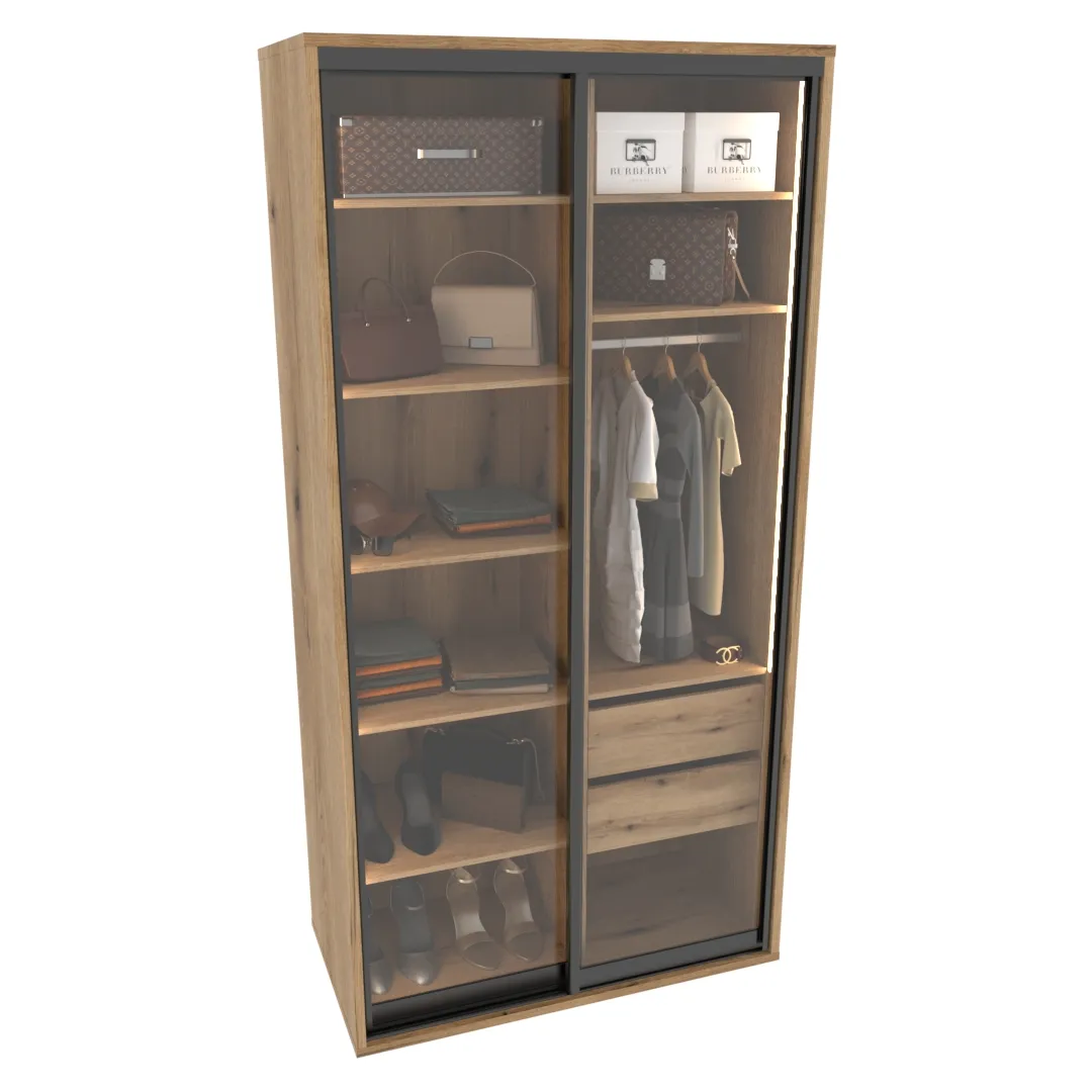 Шкаф-купе ХG120.60-3, профиль INTEGRO, стекло прозрачное, с подсветкой Шкаф-купе ХG120.60-3, профиль INTEGRO, стекло прозрачное, с подсветкой