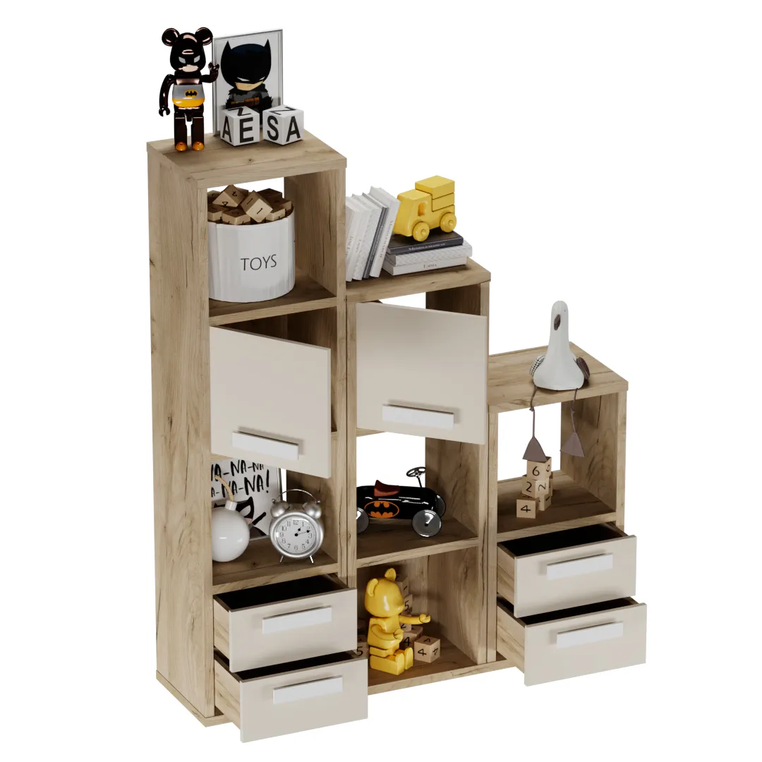 Стеллаж сквозной книжный на 9 ниш с ящиками E802,E803,E804