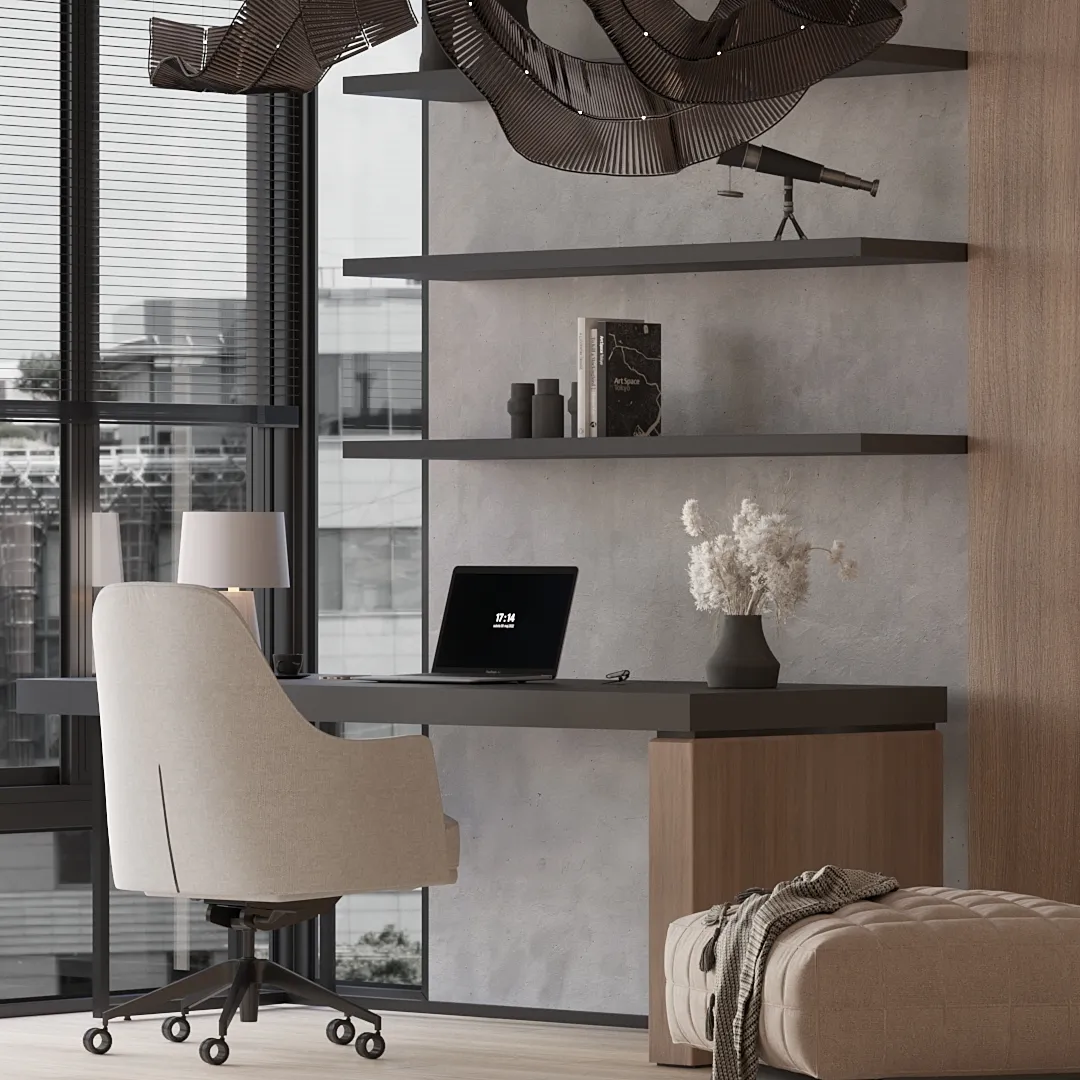 Кабинет в светлых древесных оттенках №4