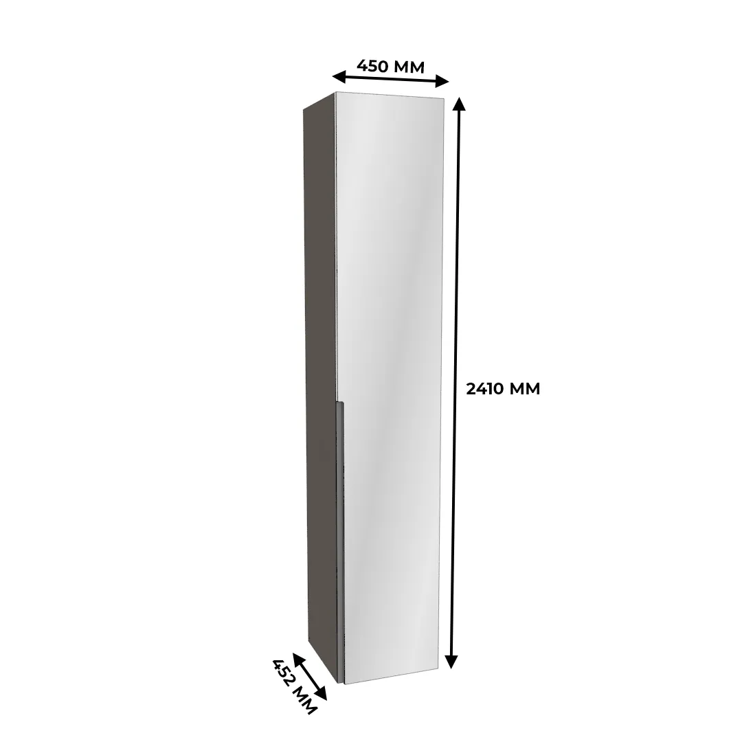 Шкаф 1 дверный узкий с зеркалом, фасады в эмали  LE220.44-1Z