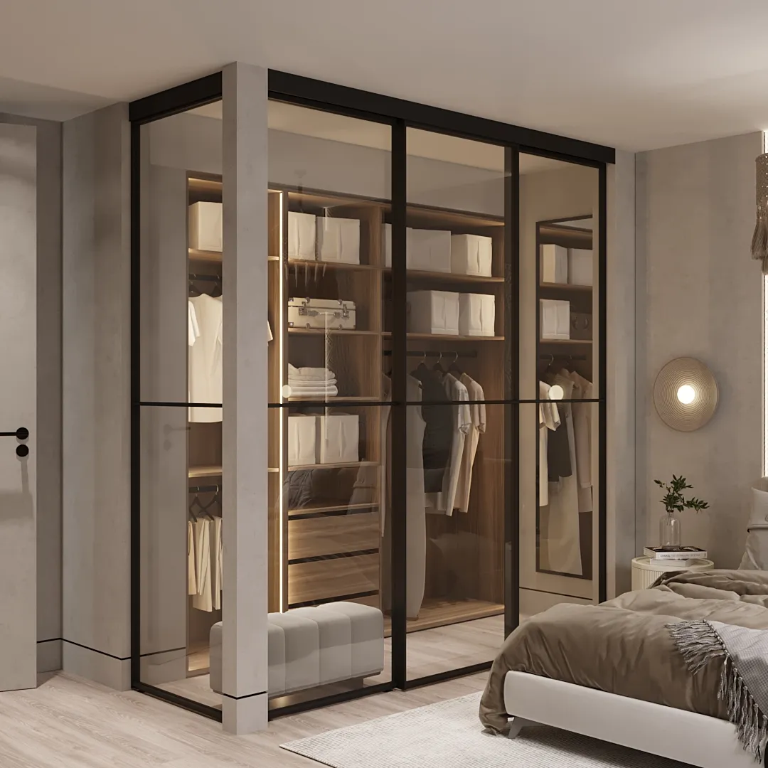 Составная перегородка из стекла для спальни GRACE 5