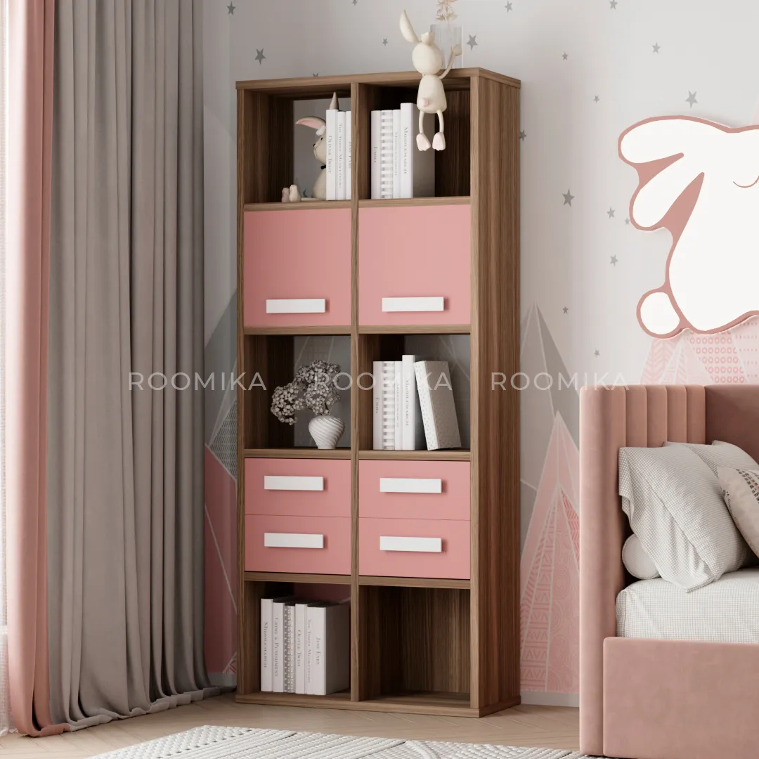 Стеллаж сквозной книжный на 10 ниш с ящиками E810