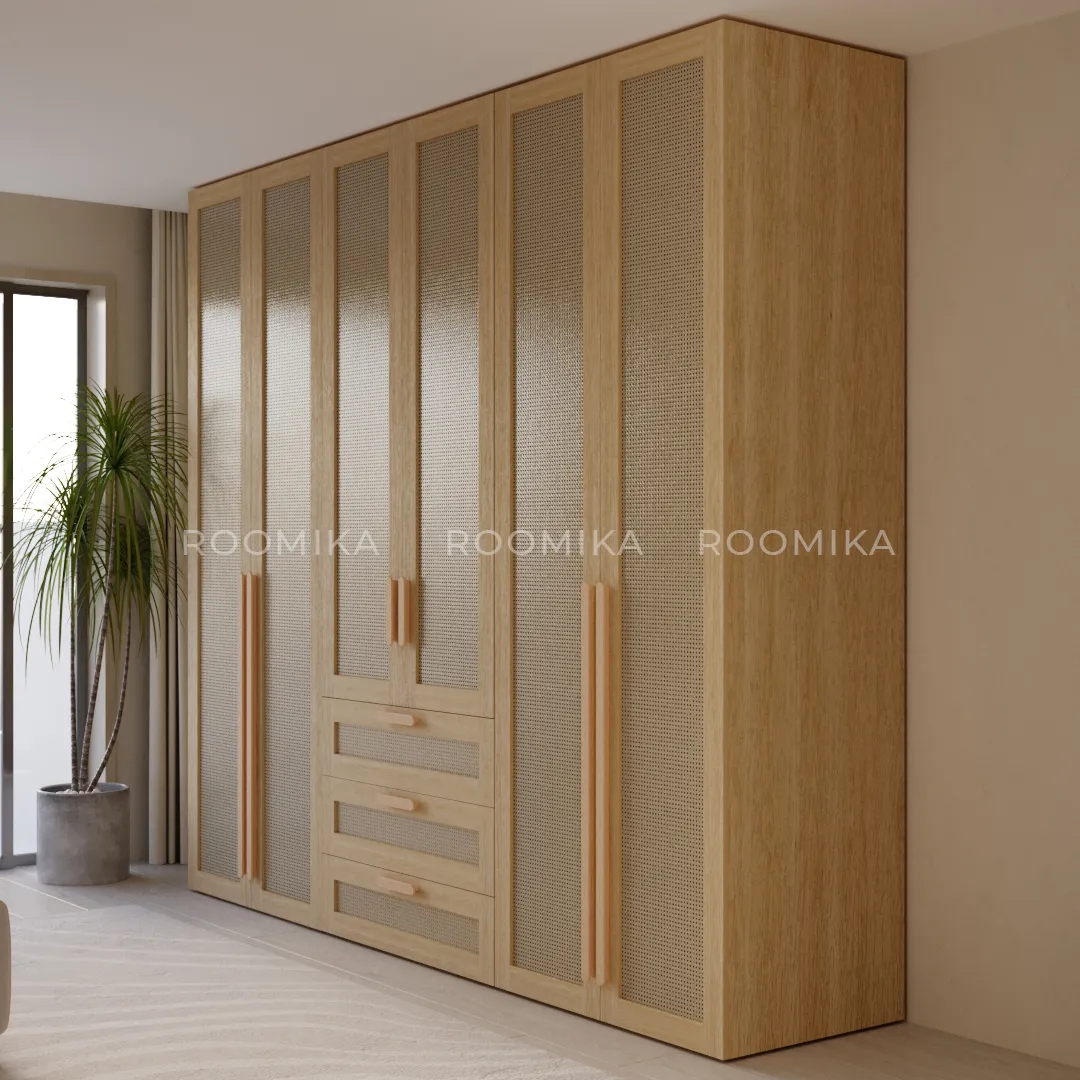 Шкаф двустворчатый, фасады натуральный ротанг L210.60-3