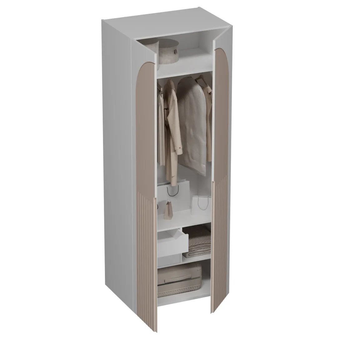 Шкаф 2 дверный, фрезерованные фасады в эмали LE-210.60-2