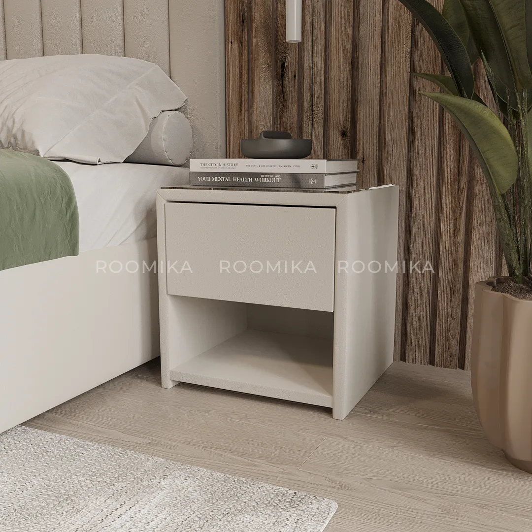 Тумба прикроватная мягкая, стекло прозрачное САНРАЙС 751